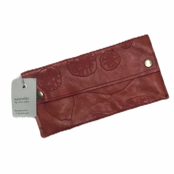Handmade Recycled Red Leather Wallet - Picture 1 of 4